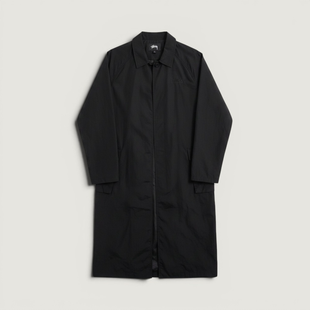 Stussy Trench Coat Long Coach Jacket Black Small‎